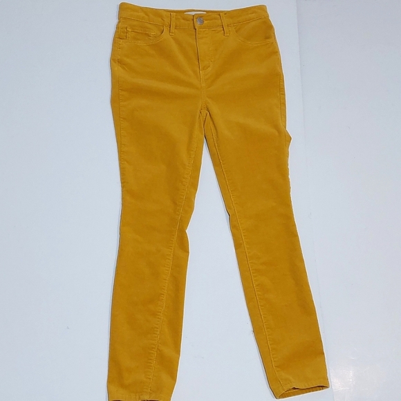 LOFT goldenrod high-rise skinny cords, size 4 - Picture 2 of 8